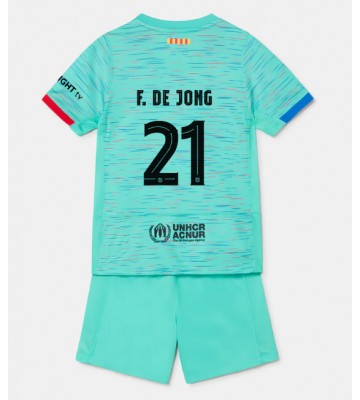 Barcelona Frenkie de Jong #21 Tercera Equipación Niños 2023-24 Manga Corta (+ Pantalones cortos)